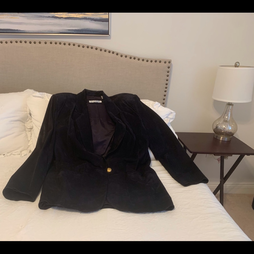 Cobalt Sapphire Navy Blue Suede Blazer Jacket